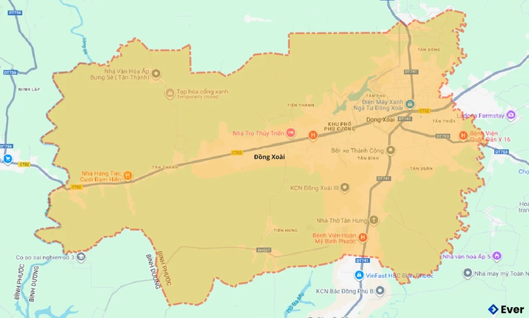 Bản đồ giao thông thành phố Đồng Xoài