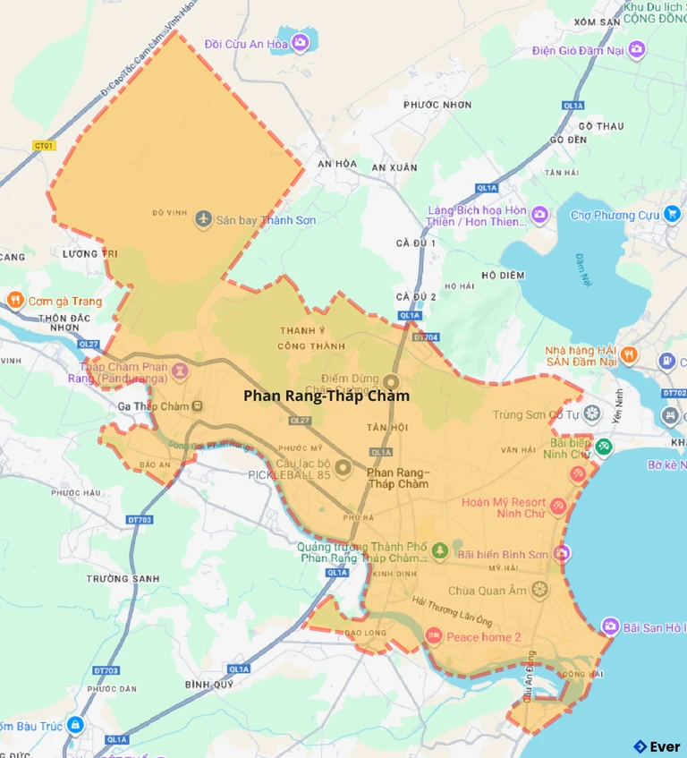 Bản đồ giao thông thành phố Phan Rang - Tháp Chàm