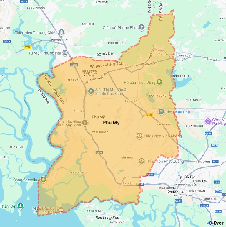 Bản đồ giao thông thành phố Phú Mỹ