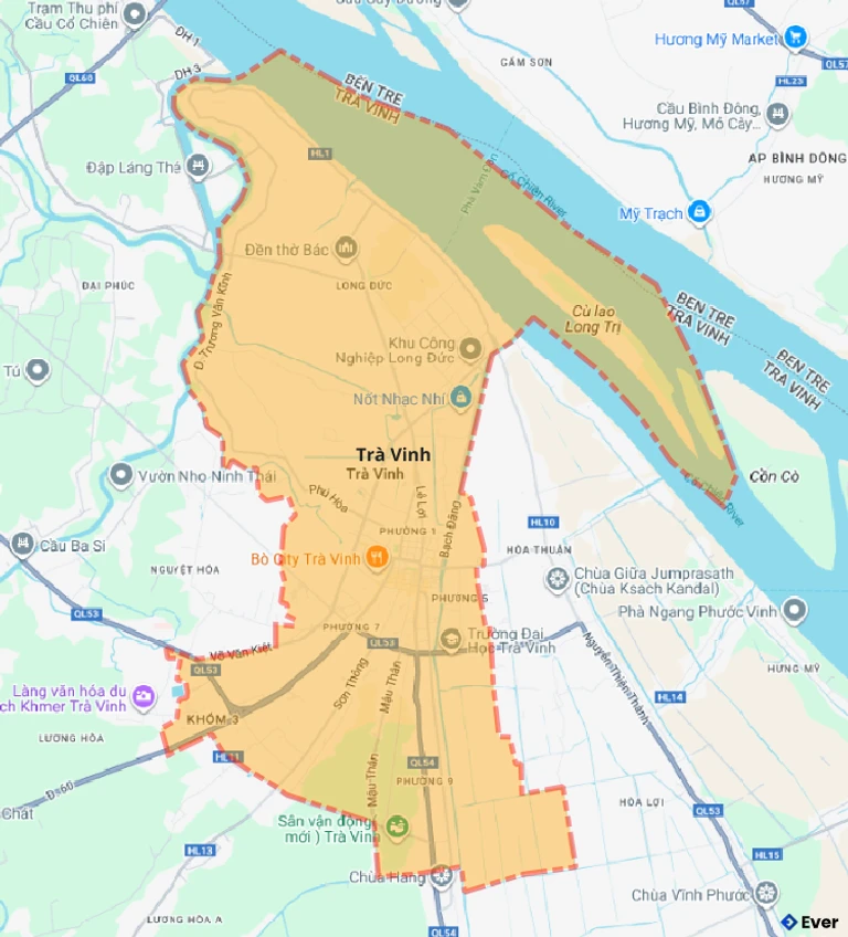 Bản đồ giao thông thành phố Trà Vinh