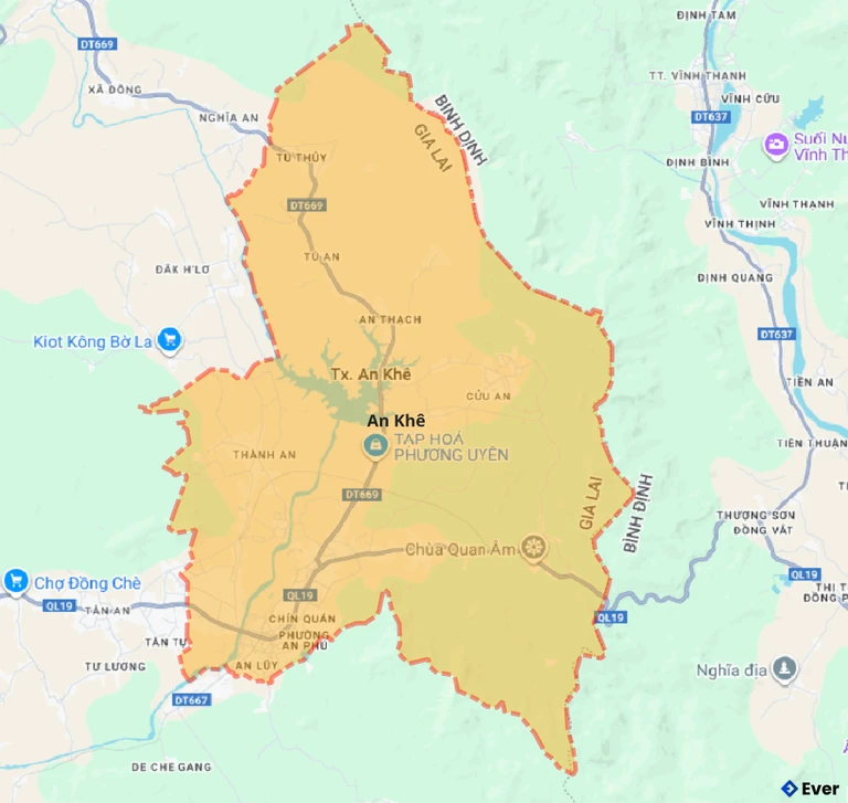 Bản đồ giao thông thị xã An Khê