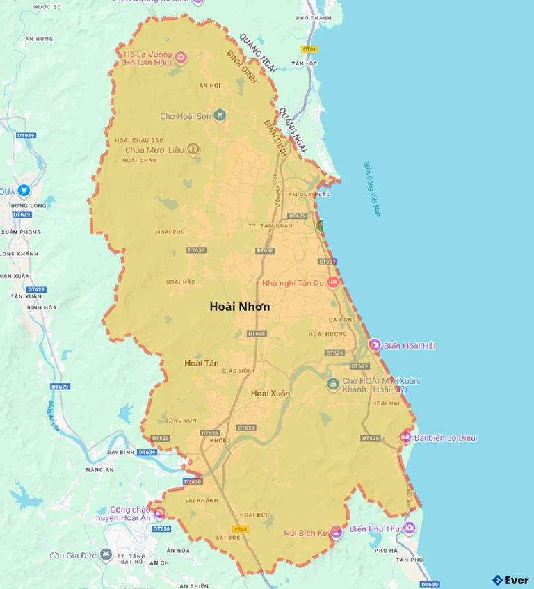 Bản đồ giao thông thị xã Hoài Nhơn