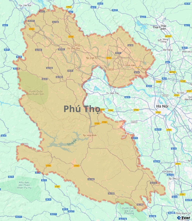 Bản đồ giao thông tỉnh Phú Thọ