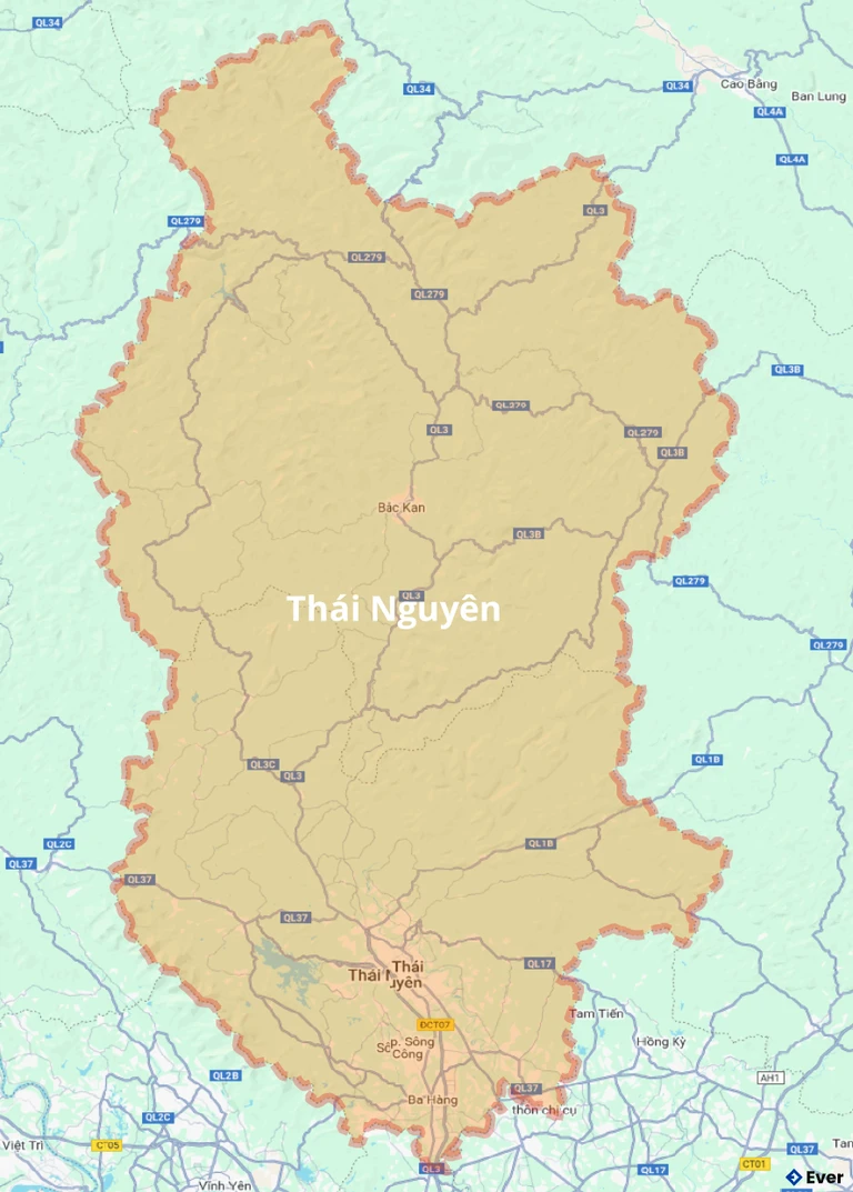 Bản đồ giao thông tỉnh Thái Nguyên