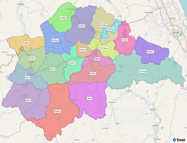 Bản đồ hành chính Huyện Ba Tơ