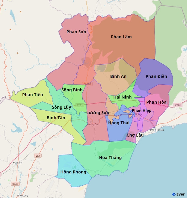 Bản đồ hành chính Huyện Bắc Bình