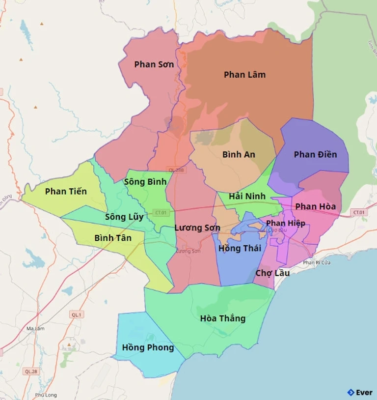 Bản đồ hành chính Huyện Bắc Bình