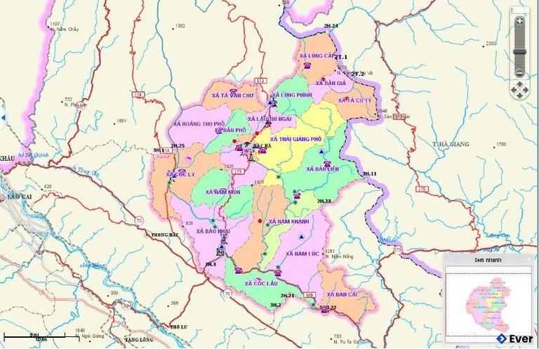 Bản đồ hành chính Huyện Bắc Hà