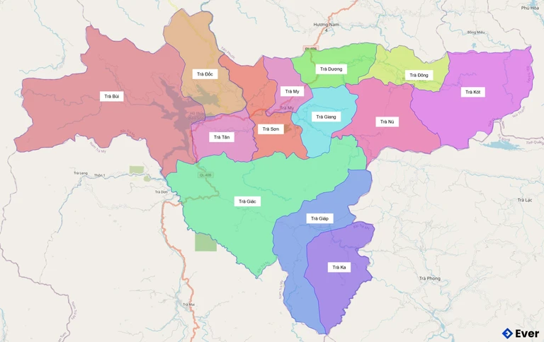 Bản đồ hành chính huyện Bắc Trà My