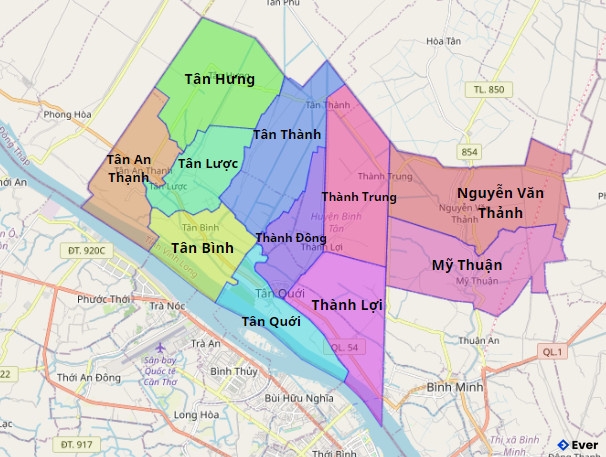 Bản đồ hành chính Huyện Bình Tân
