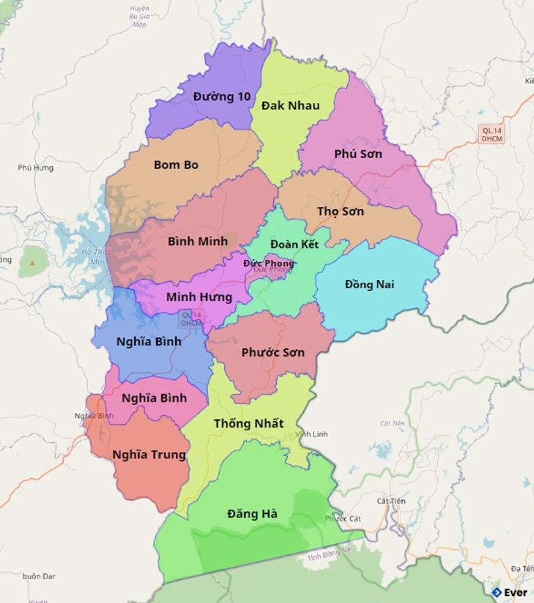 Bản đồ hành chính Huyện Bù Đăng