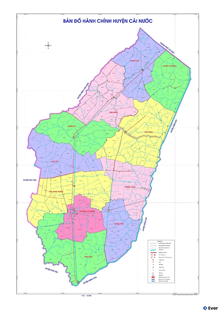 Bản đồ hành chính Huyện Cái Nước