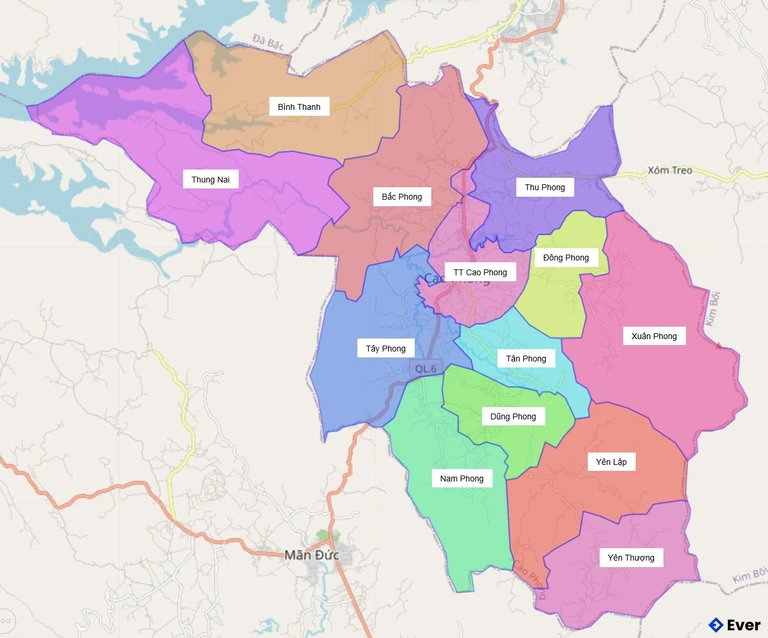 Bản đồ hành chính Huyện Cao Phong