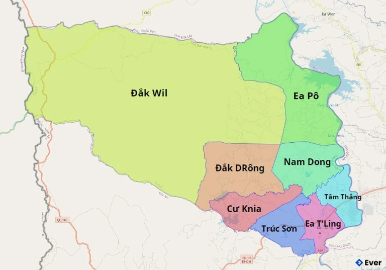 Bản đồ hành chính Huyện Cư Jút