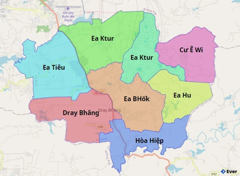 Bản đồ hành chính Huyện Cư Kuin