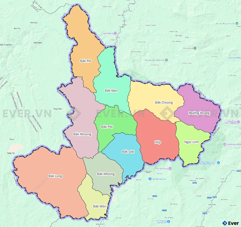 Bản đồ hành chính huyện Đăk Glei