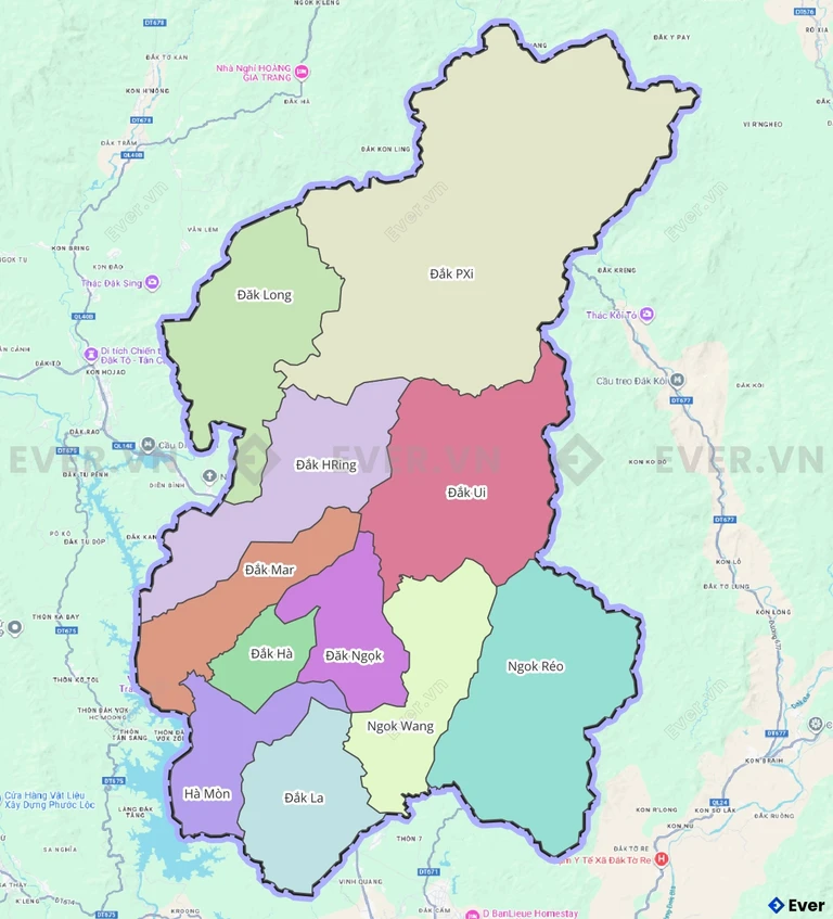 Bản đồ hành chính huyện Đăk Hà