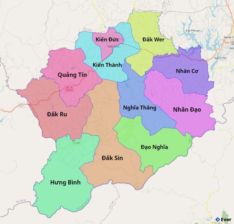 Bản đồ hành chính Huyện Đăk R'lấp