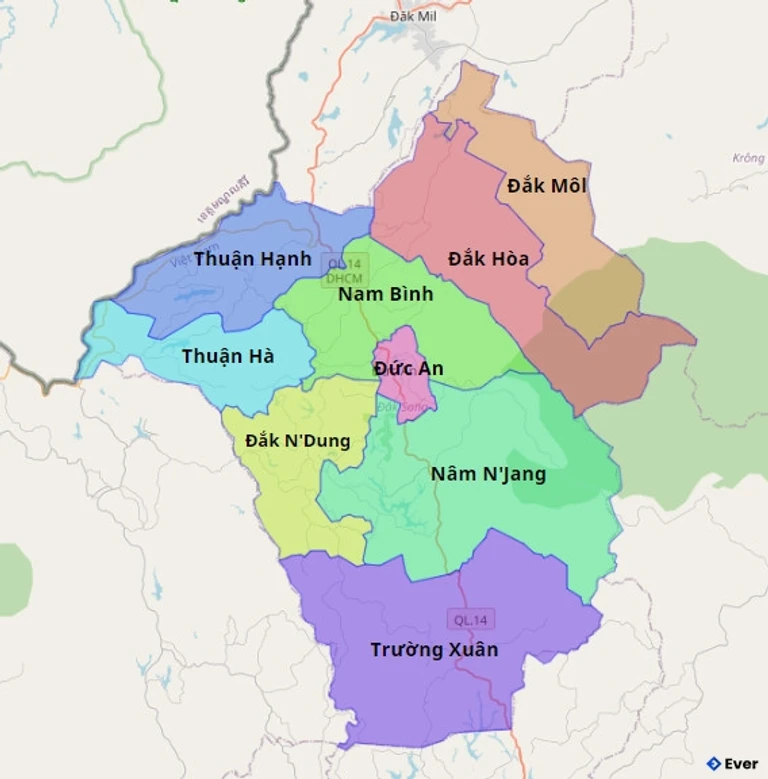 Bản đồ hành chính Huyện Đăk Song
