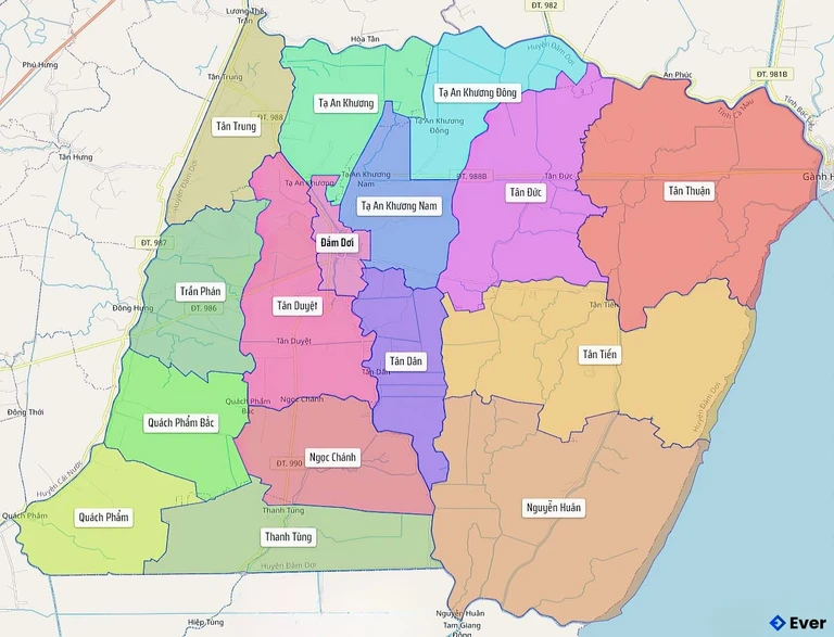 Bản đồ hành chính Huyện Đầm Dơi