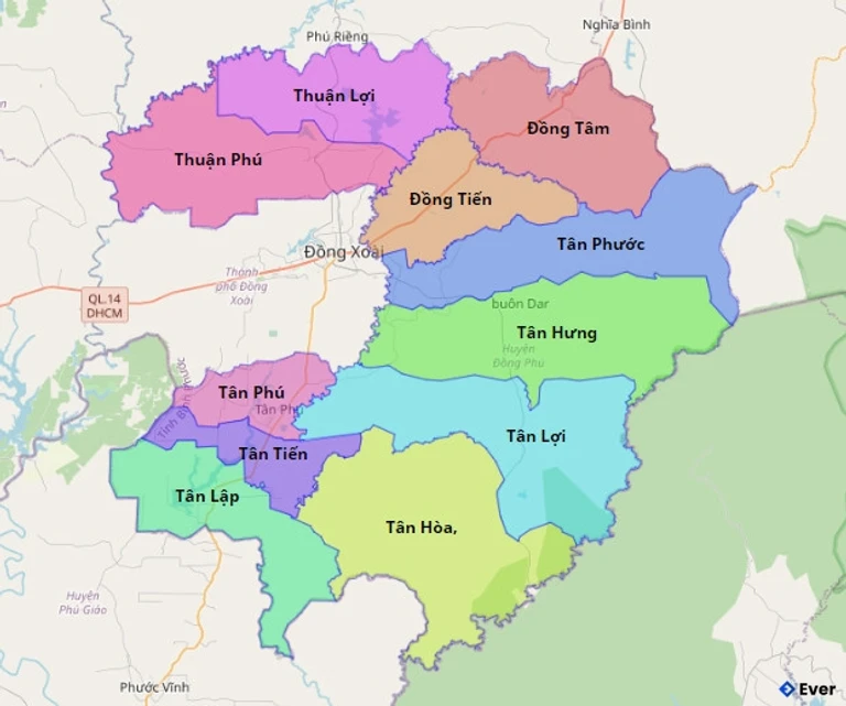 Bản đồ hành chính Huyện Đồng Phú