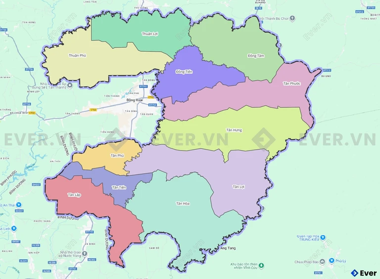 Bản đồ hành chính huyện Đồng Phú