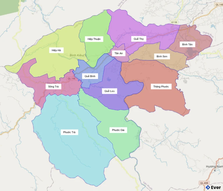 Bản đồ hành chính huyện Đức Hiệp