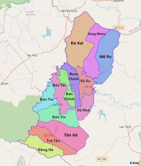 Bản đồ hành chính Huyện Đức Linh