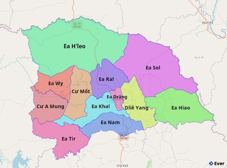 Bản đồ hành chính Huyện Ea H'leo