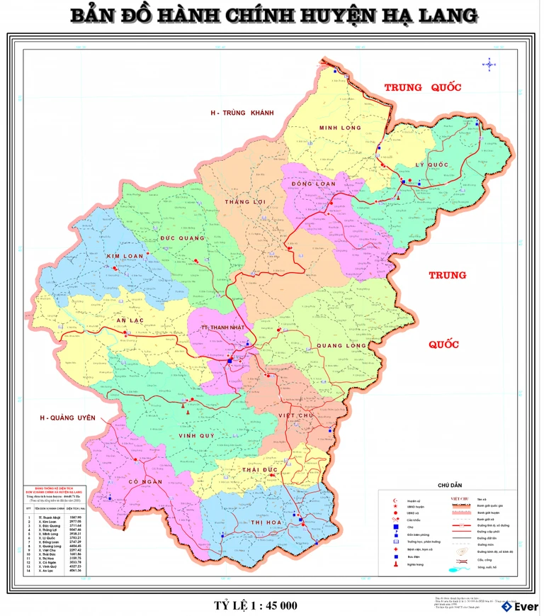 Bản đồ hành chính Huyện Hạ Lang