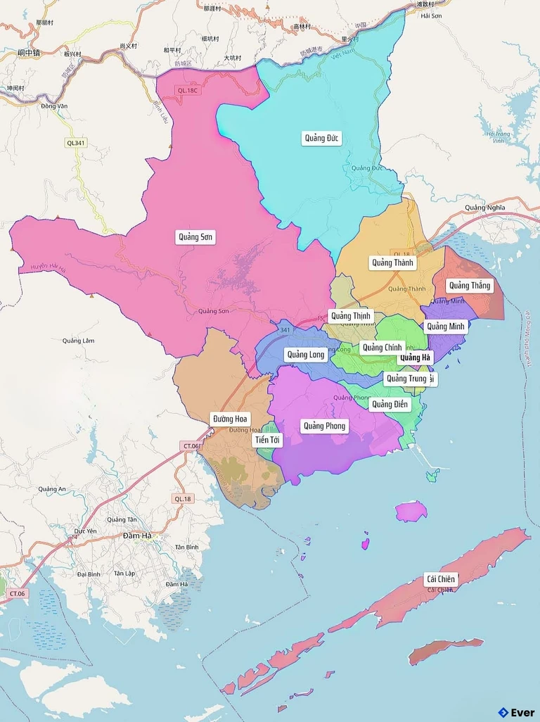 Bản đồ hành chính Huyện Hải Hà