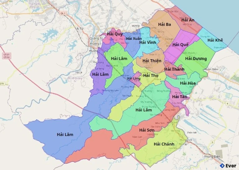 Bản đồ hành chính huyện Hải Lăng