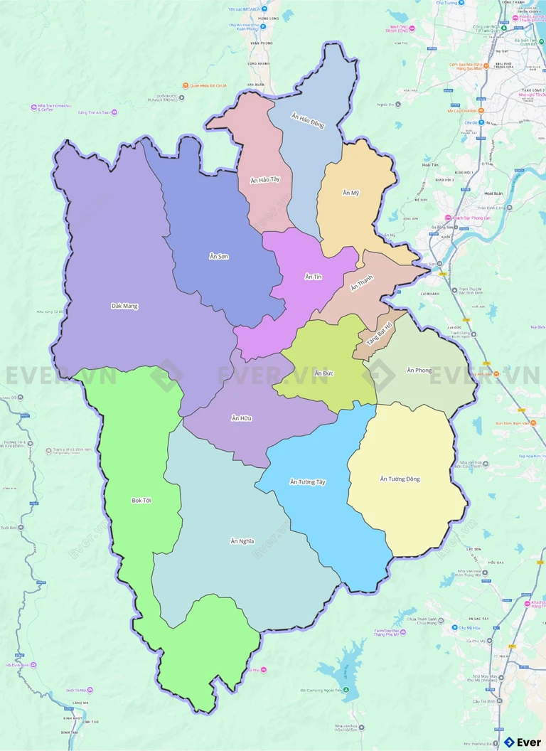 Bản đồ hành chính huyện Hoài Ân