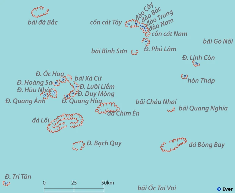 Bản đồ hành chính Huyện Hoàng Sa
