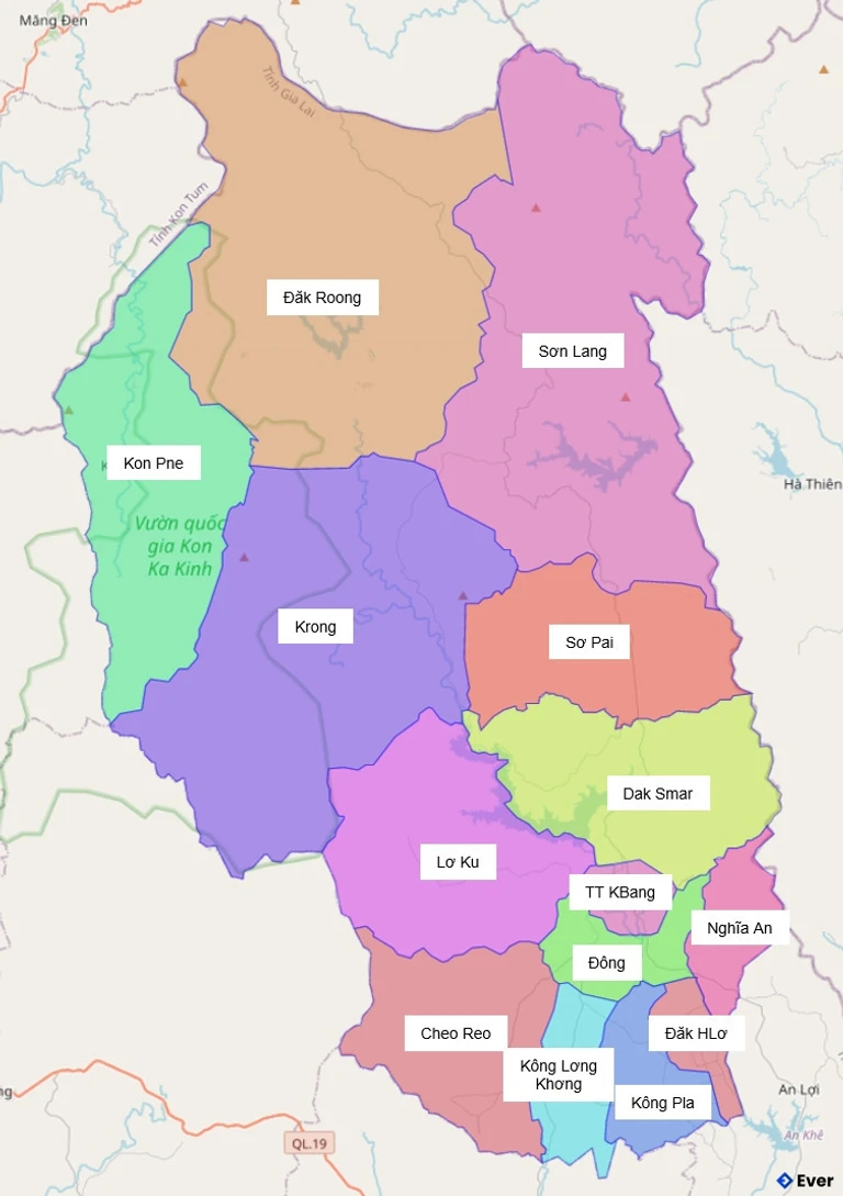 Bản đồ hành chính Huyện Kbang