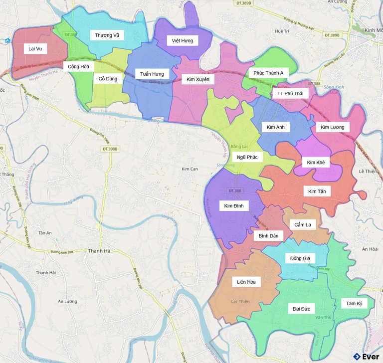 Bản đồ hành chính Huyện Kim Thành