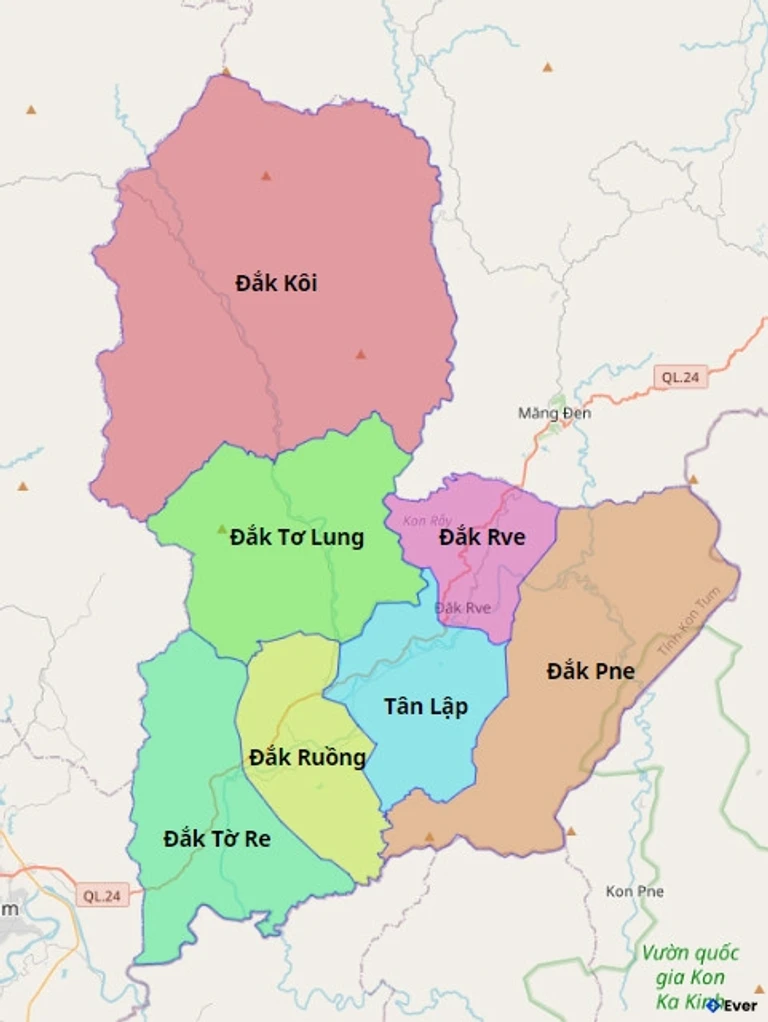 Bản đồ hành chính Huyện Kon Rẫy