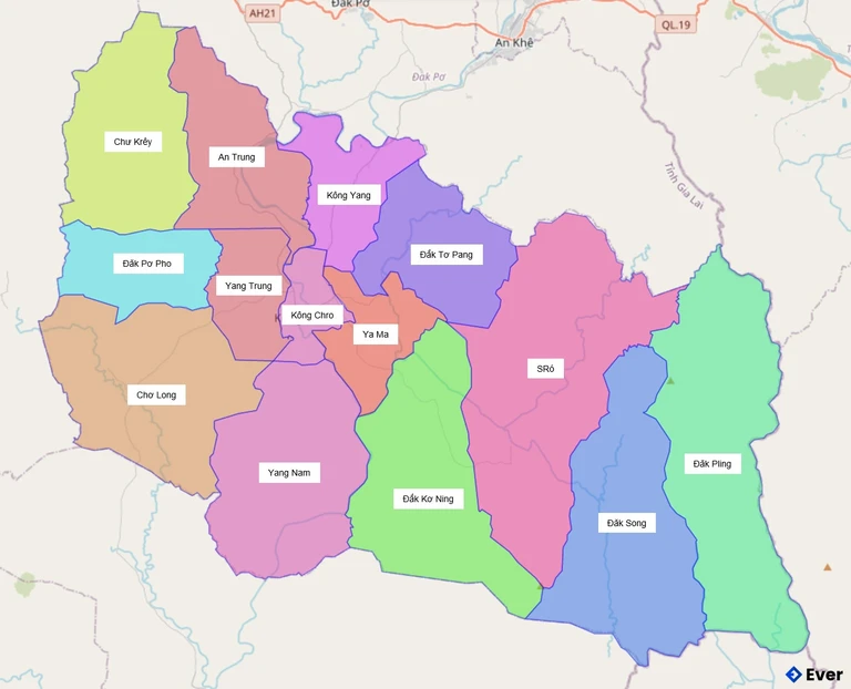 Bản đồ hành chính Huyện Kông Chro