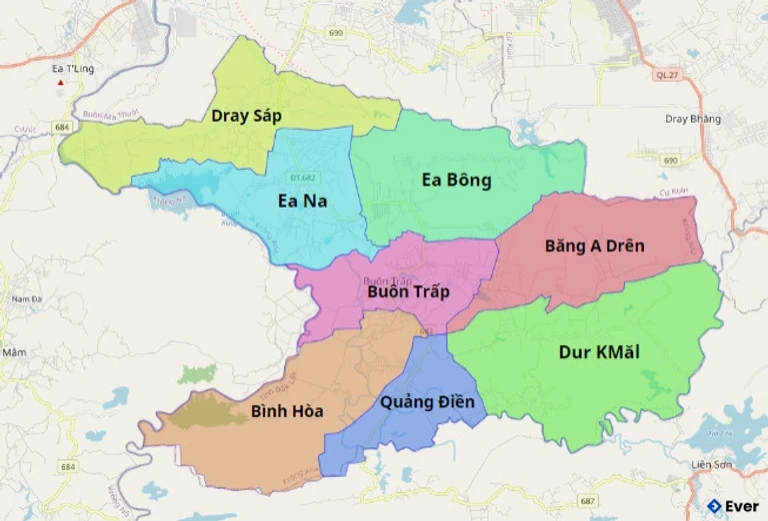 Bản đồ hành chính Huyện Krông Ana