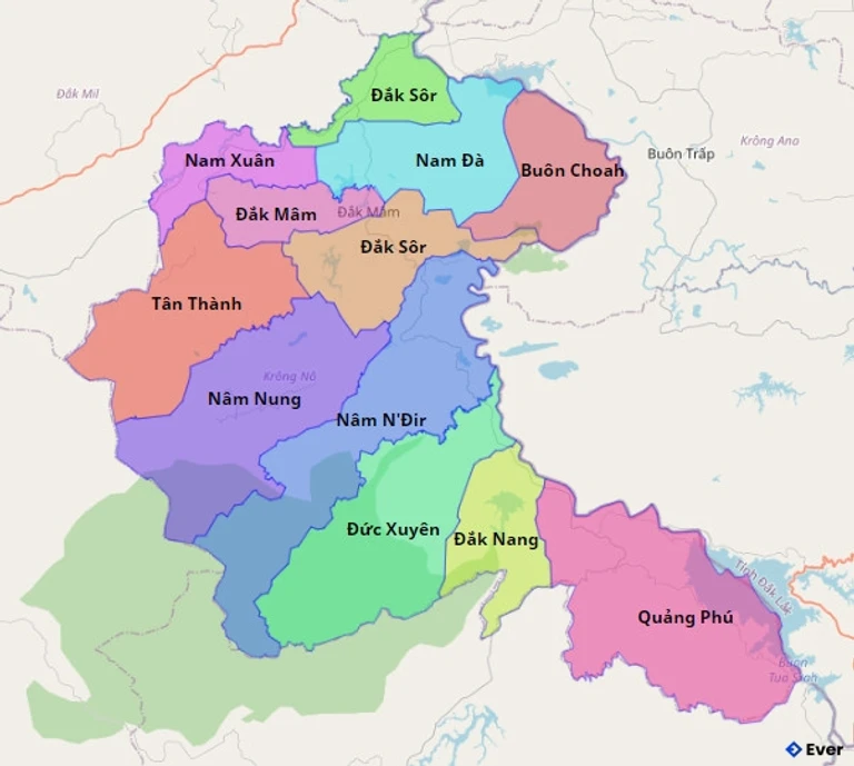 Bản đồ hành chính Huyện Krông Nô