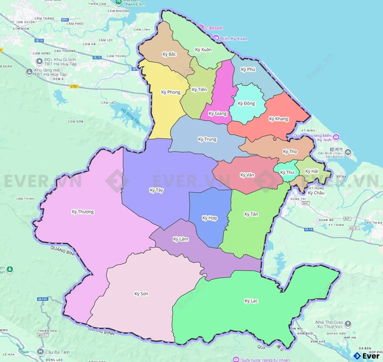 Bản đồ hành chính huyện Kỳ Anh