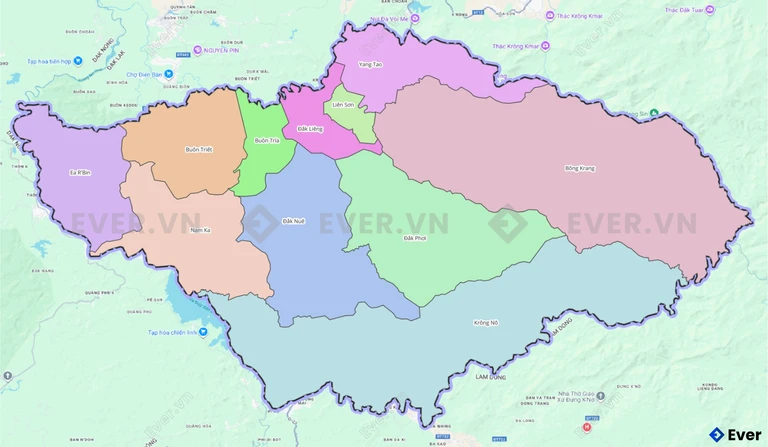 Bản đồ hành chính huyện Lắk