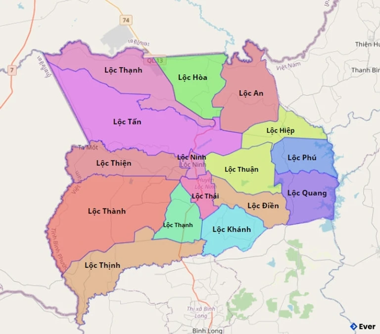 Bản đồ hành chính Huyện Lộc Ninh