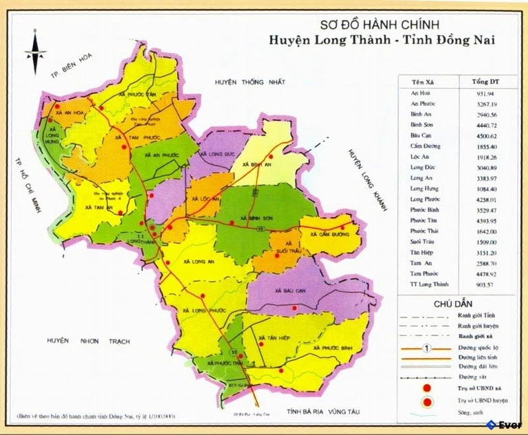 Bản đồ hành chính Huyện Long Thành