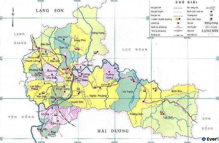 Bản đồ hành chính huyện Lục Nam
