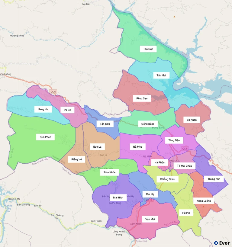 Bản đồ hành chính Huyện Mai Châu