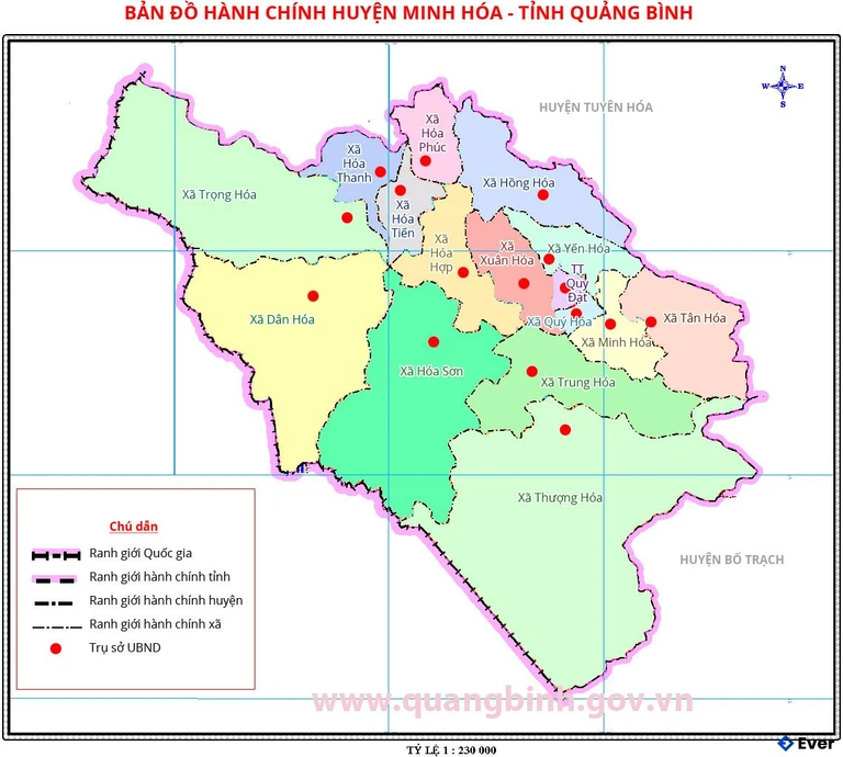 Bản đồ hành chính Huyện Minh Hóa