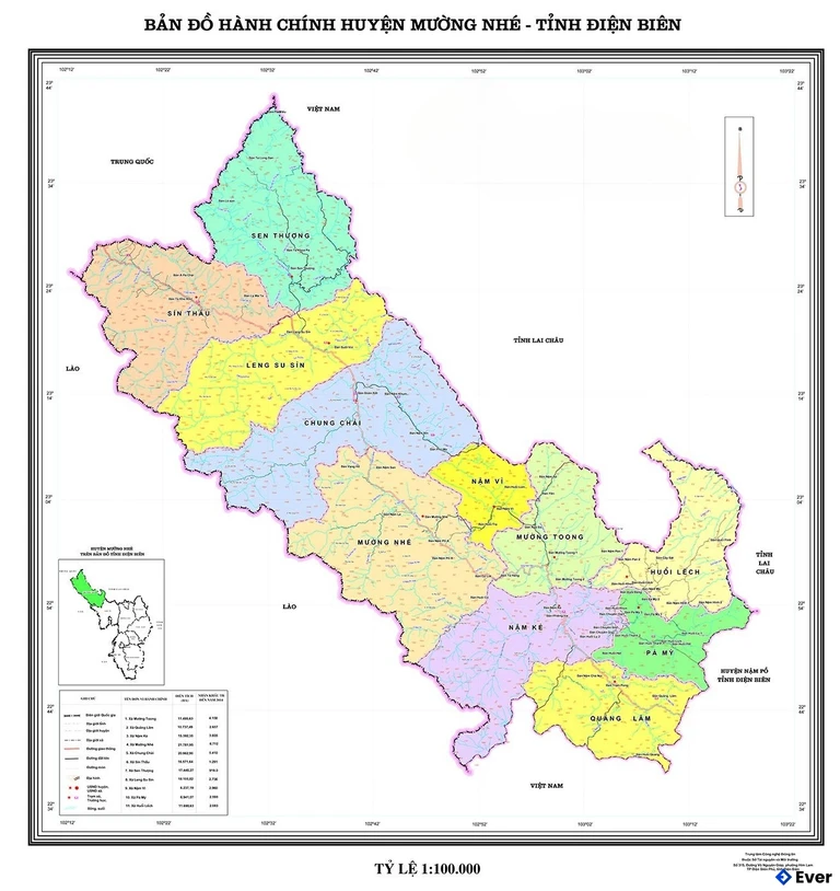 Bản đồ hành chính Huyện Mường Nhé