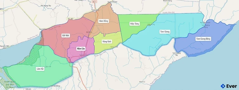 Bản đồ hành chính Huyện Năm Căn