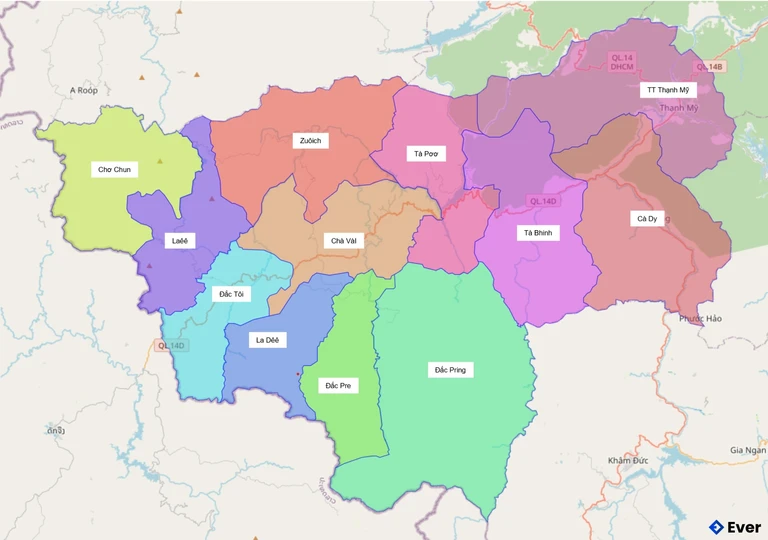 Bản đồ hành chính Huyện Nam Giang